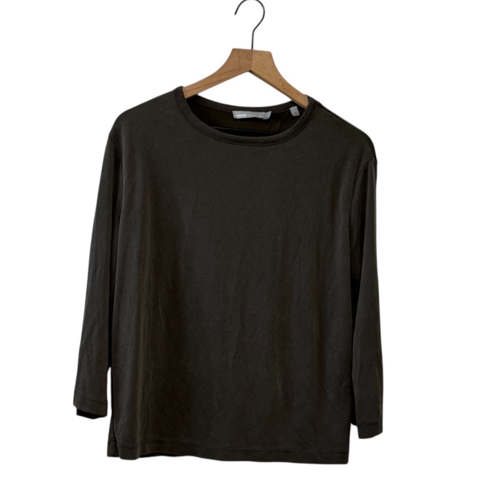 VINCE Modal Blend Olive Green Open Back Top